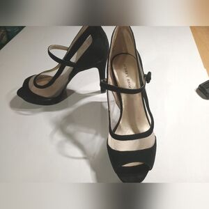 Audrey Brooke "Marilyn" Black Suede Heels  Size 10M Heel 4 1/2in